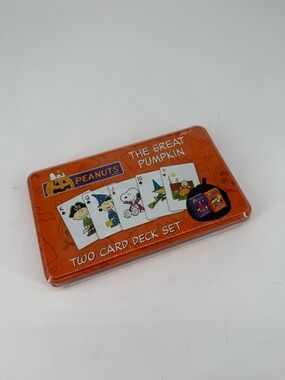 Peanuts The Great Pumpkin Two Card Deck Set - Orange Tin